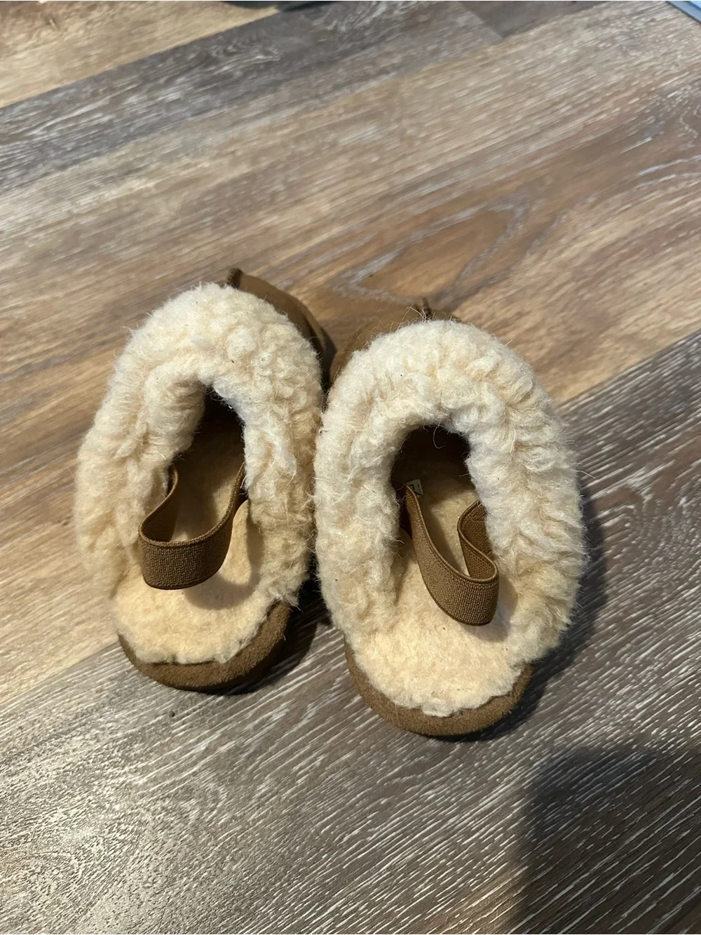 BearPaw Kids Brown Slipper Booties with Cream Sherpa Cuff